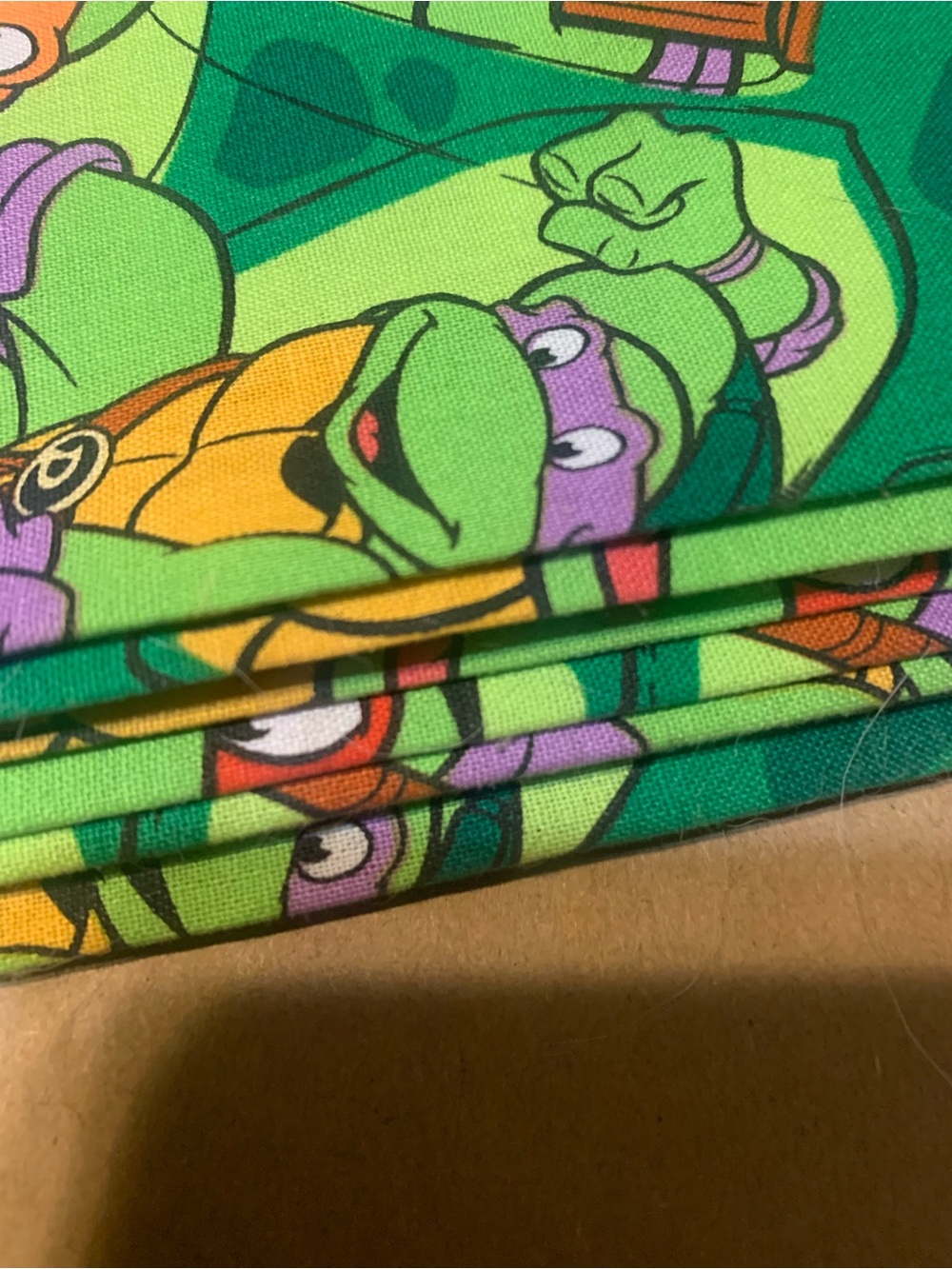 Teenage Mutant Ninja Turtles Graphic Fabric Bright Green & Orange Brand New - Picture 3 of 4